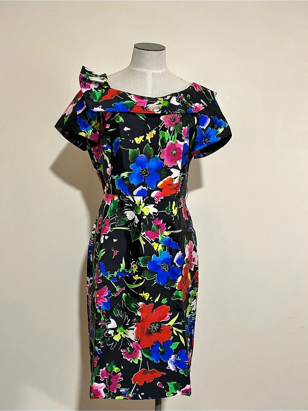 Teri Jon by Rickie Freeman Floral Dress Black - Size 8